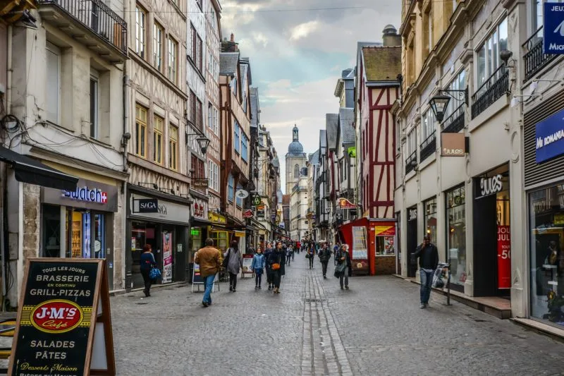 Pedestrian street in Rouen France