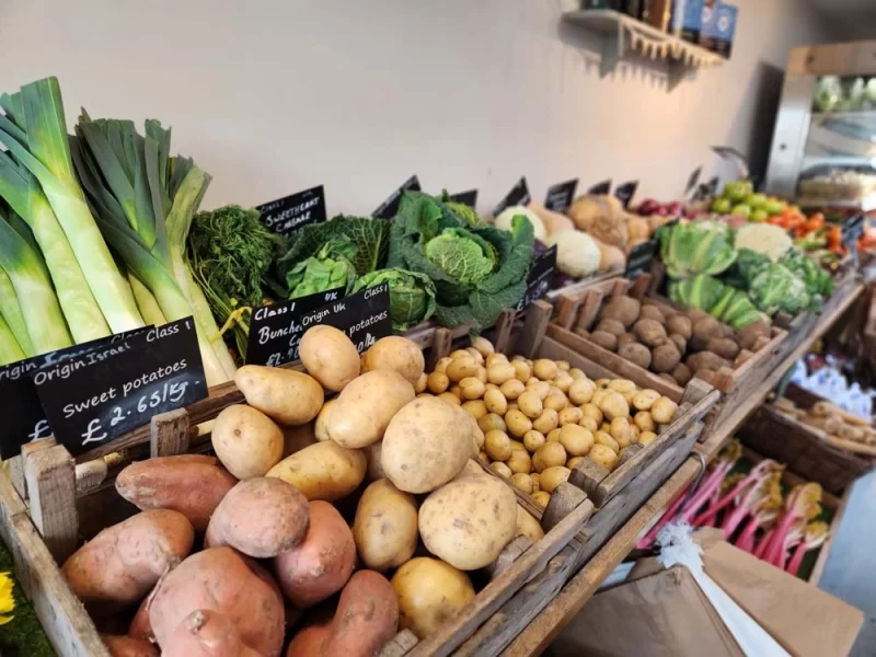 Row of vegetables at the Cedarbarn Farm Shop