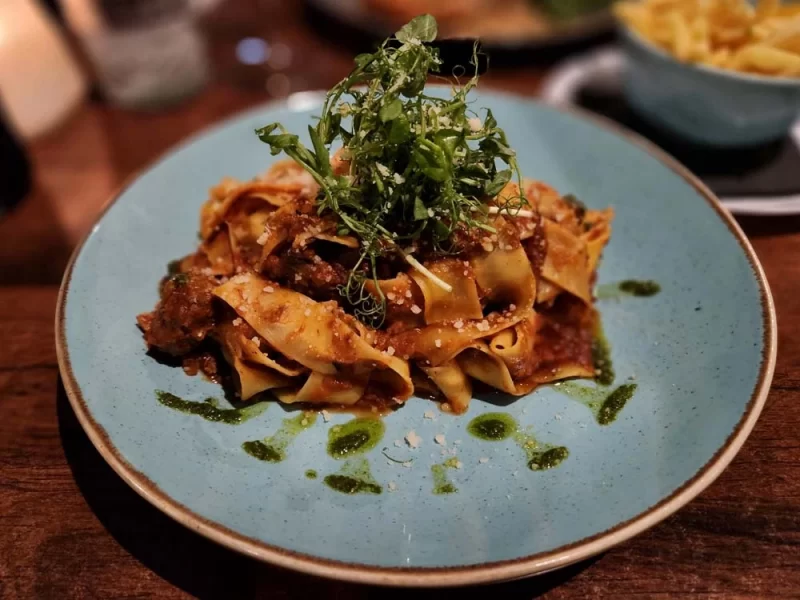 Plate of regu beef shin at La Trattoria in Helmsley